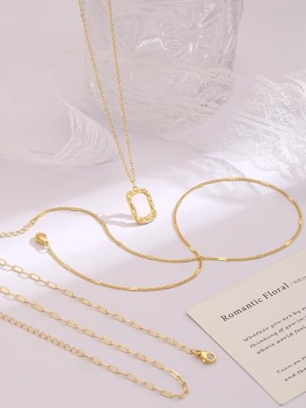 Layered Gold Necklace for Women, 14K Gold Plated Necklace Stack Set, Dainty Pend - Picture 2 of 5